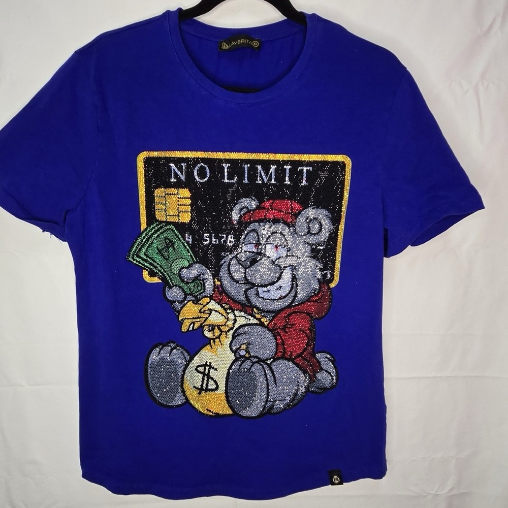 Laverita European Royal Blue Graphic T-Shirt with Bear Design